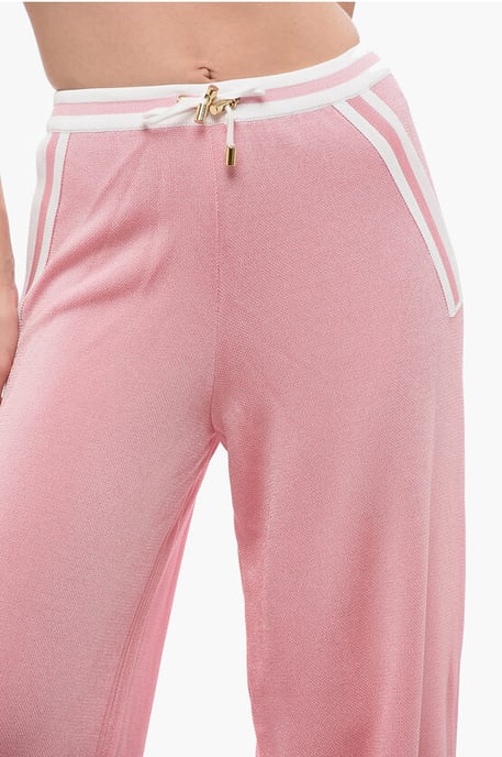 High-Waist-Freizeithose mit elastischem Bund in Pink - Image 3
