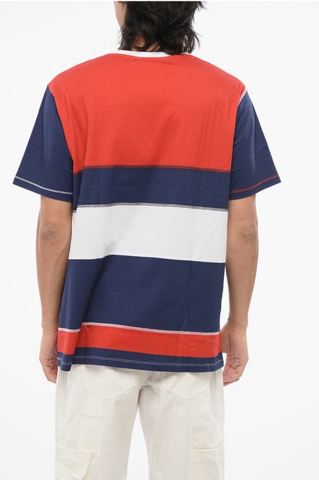 T-Shirt mit Rundhalsausschnitt und Farbblockdesign und aufgedrucktem Logo in Weiß, Blau und Rosso - Image 2