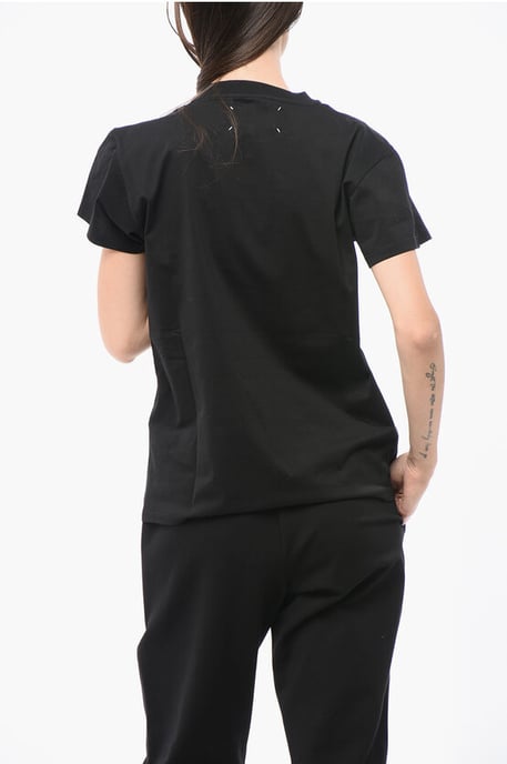 MM1 MM10 Baumwoll-T-Shirt mit Rundhalsausschnitt und kontrastierendem Monogramm in Schwarz - Image 2