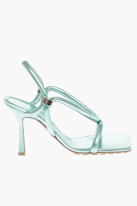 Ledersandalen Metallic-Effekt 9 cm in Hellblau - Image 3