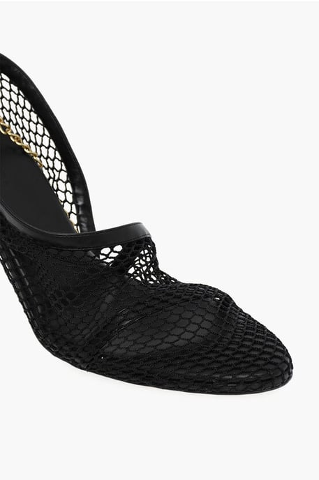 Netzsandalen mit goldfarbenem Kettenverschluss in Nero, Oro - Image 4