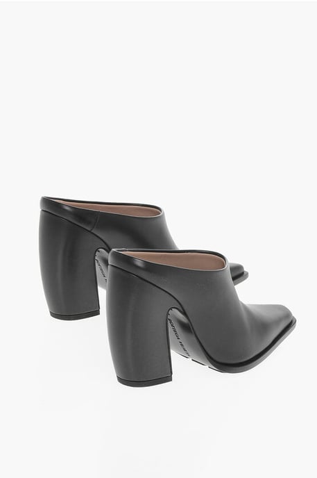 Leder-TEX-Pantoletten mit bezogenem Absatz 10 cm in Schwarz - Image 2
