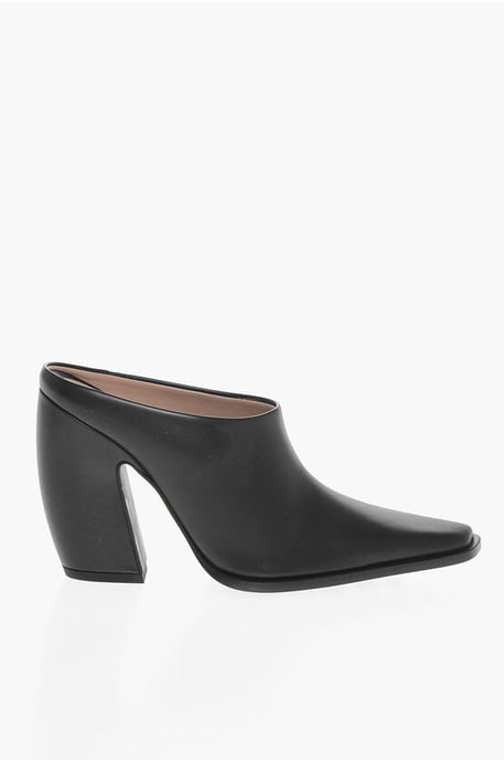 Leder-TEX-Pantoletten mit bezogenem Absatz 10 cm in Schwarz - Image 3
