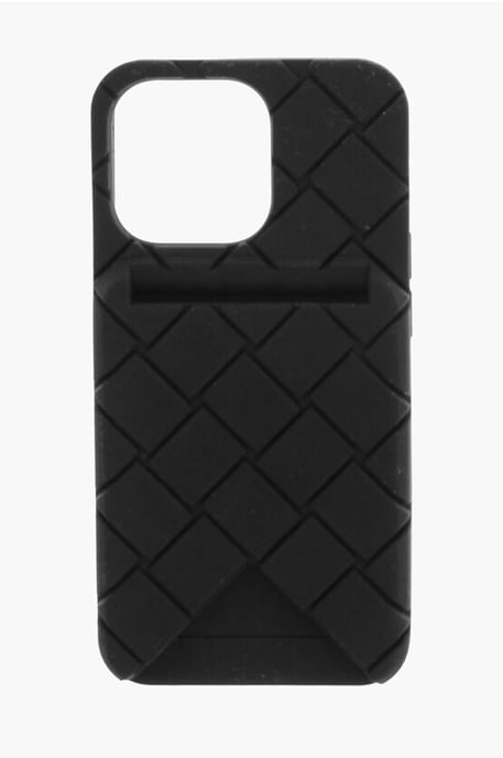 Geflochtene iPhone 13 Pro-Hülle mit externem Kartenhalter in Schwarz - Image 1