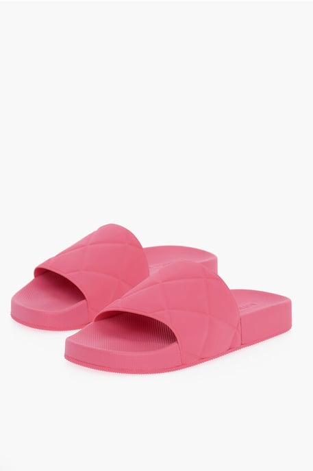 Matte Gummi-Slider mit Intreccio-Motiv in Pink - Image 1