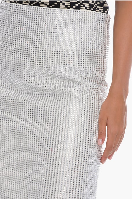 A-Linien-Rock mit Strass-Allover in Weiß - Image 3