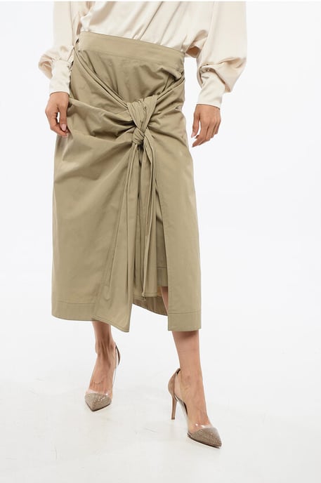Langer Plissee-Rock aus Baumwolle in Beige - Image 1