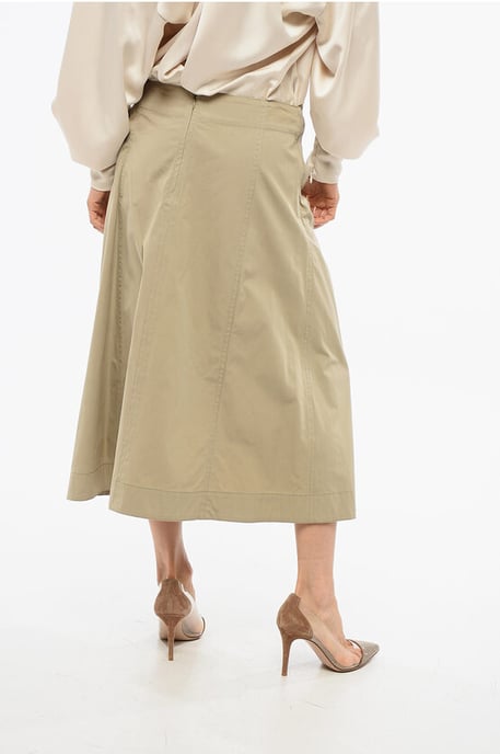 Langer Plissee-Rock aus Baumwolle in Beige - Image 2