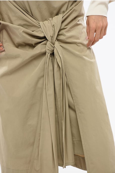 Langer Plissee-Rock aus Baumwolle in Beige - Image 3
