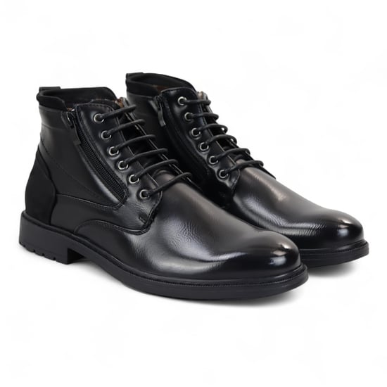 Schwarze Biker-Stiefeletten zum Schnüren für Herren - Image 2