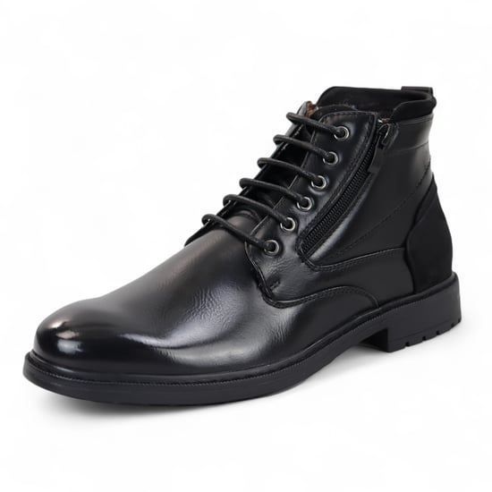 Schwarze Biker-Stiefeletten zum Schnüren für Herren - Image 3