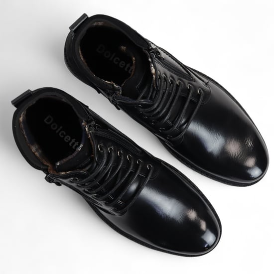 Schwarze Biker-Stiefeletten zum Schnüren für Herren - Image 4
