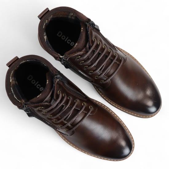 Braune Biker-Schnürstiefeletten für Herren - Image 4