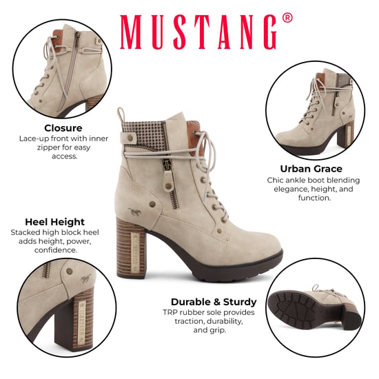 Mustang Damen Stiefeletten mit hohem Absatz in Off-White - Image 2