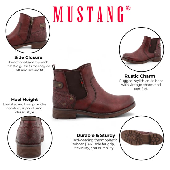 Mustang Damen Chelsea-Stiefeletten in Burgunderrot - Image 2