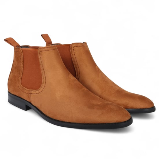 Herren Chelsea Boots aus Wildleder in Hellbraun, mit echtem Leder gefüttert, Slip-On - Image 2
