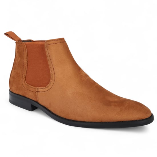 Herren Chelsea Boots aus Wildleder in Hellbraun, mit echtem Leder gefüttert, Slip-On - Image 3