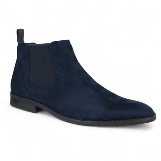 Herren Chelsea Boots aus Wildleder in Marineblau, mit echtem Leder gefüttert, Slip-On - Image 3
