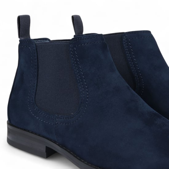 Herren Chelsea Boots aus Wildleder in Marineblau, mit echtem Leder gefüttert, Slip-On - Image 4