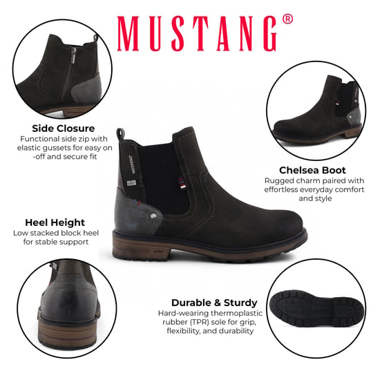 Mustang Herren-Chelsea-Stiefeletten, wasserabweisend, Dunkelgrau - Image 2