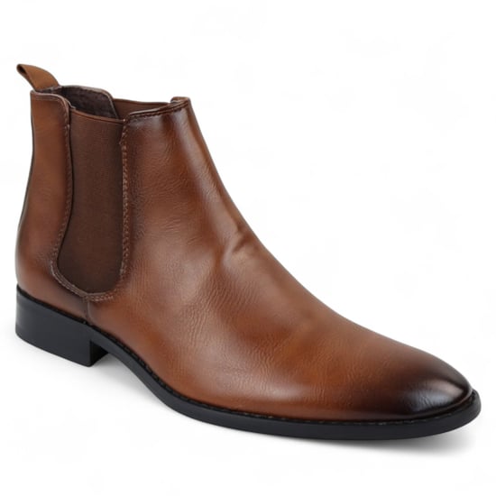 Braune Chelsea-Stiefeletten zum Hineinschlüpfen für Herren im Büro - Image 2