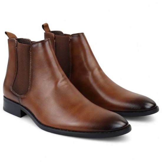 Braune Chelsea-Stiefeletten zum Hineinschlüpfen für Herren im Büro - Image 3