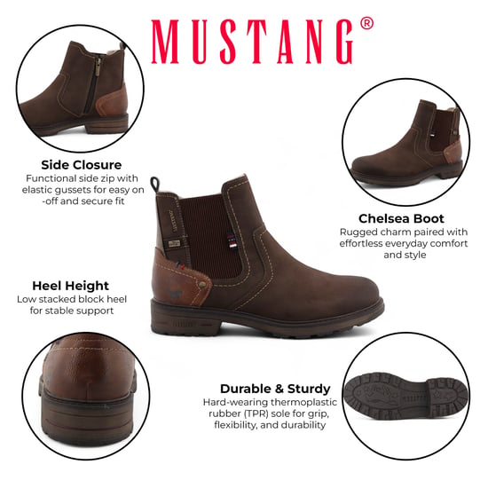 Mustang Herren-Chelsea-Stiefeletten, wasserabweisend, Mokka-Braun - Image 2