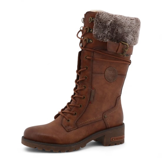 Mustang Damen Winter-Kampfstiefel aus Kunstfell in Braun mit halbhoher Wade - Image 3