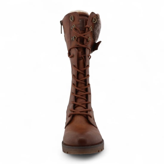 Mustang Damen Winter-Kampfstiefel aus Kunstfell in Braun mit halbhoher Wade - Image 5