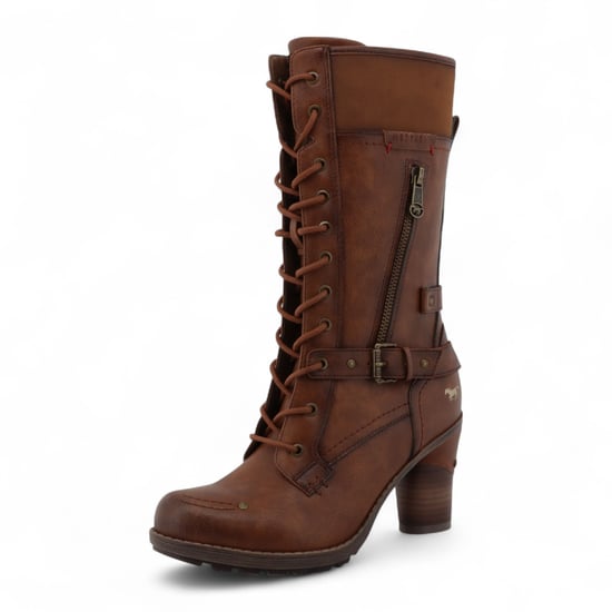 Mustang Damen-Kampfstiefel mit Absatz und Schnürung in Braun - Image 3