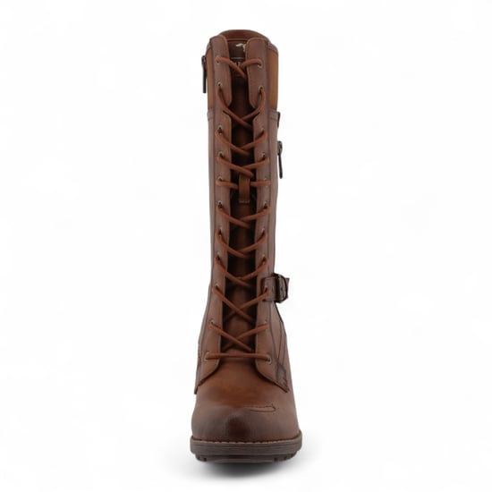 Mustang Damen-Kampfstiefel mit Absatz und Schnürung in Braun - Image 4