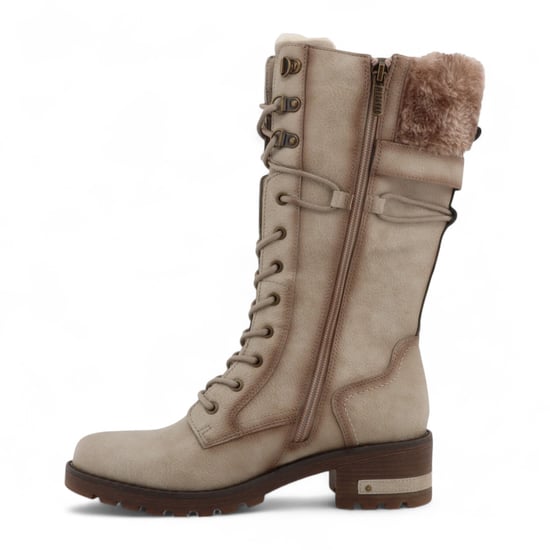 Mustang Damen Winter-Kampfstiefel aus Kunstfell in Off-White mit halbhoher Wade - Image 5