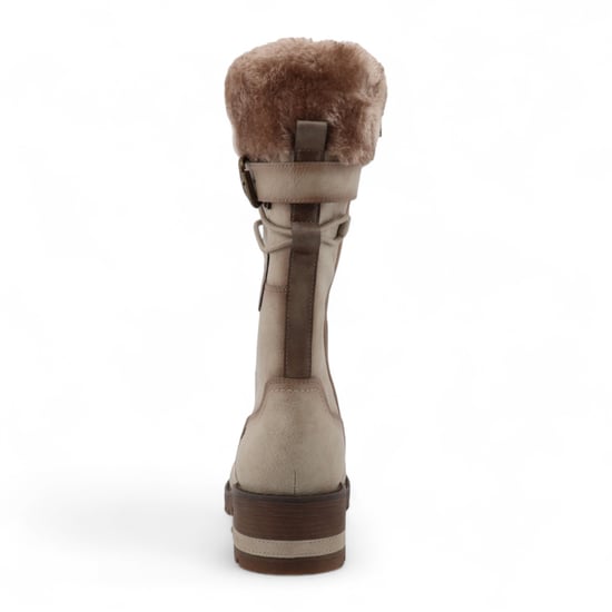 Mustang Damen Winter-Kampfstiefel aus Kunstfell in Off-White mit halbhoher Wade - Image 6