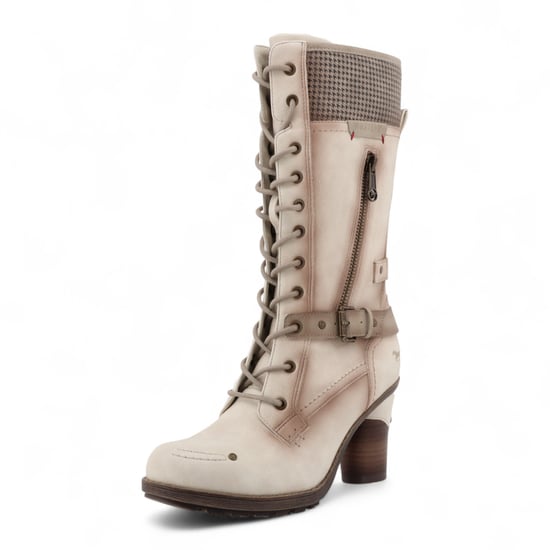 Mustang Damen-Kampfstiefel mit Schnürung und Absatz in Cremeweiß, halbhoch - Image 3