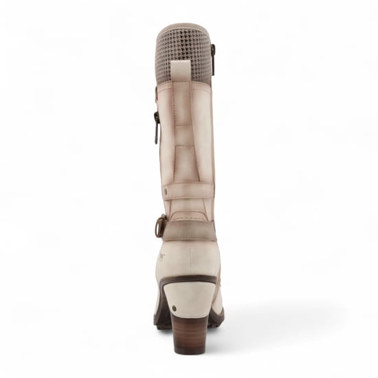 Mustang Damen-Kampfstiefel mit Schnürung und Absatz in Cremeweiß, halbhoch - Image 6