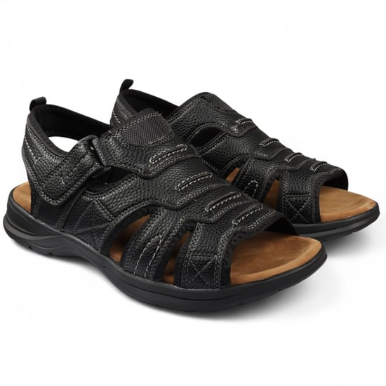 Schwarze, leichte, lässige Sandalen für Herren mit offener Zehenpartie - Image 2