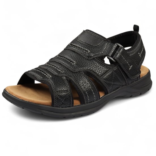 Schwarze, leichte, lässige Sandalen für Herren mit offener Zehenpartie - Image 3
