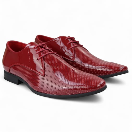 Rote formelle Schnürschuhe mit spitzer Spitze für Herren - Image 3