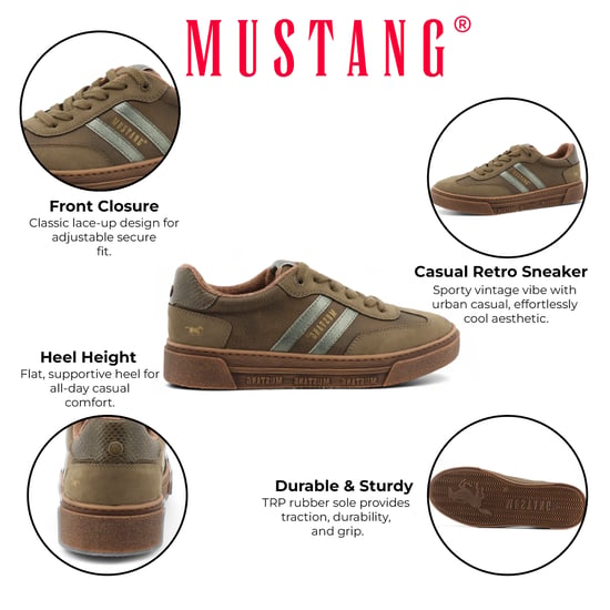 Mustang Damen Olivgrün Street Plateau Sneakers Schuhe - Image 2