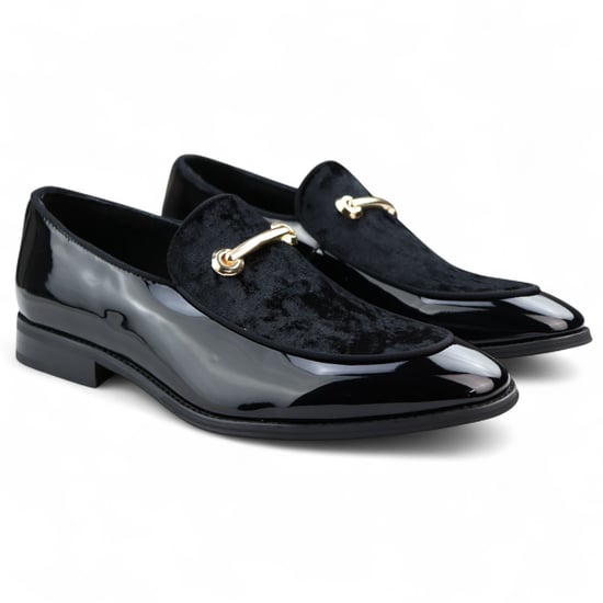Elegante schwarze Slipper für Herren mit Lederfutter und Samt-Schlupfschuhen - Image 2