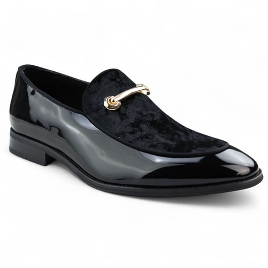Elegante schwarze Slipper für Herren mit Lederfutter und Samt-Schlupfschuhen - Image 3