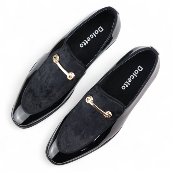 Elegante schwarze Slipper für Herren mit Lederfutter und Samt-Schlupfschuhen - Image 4