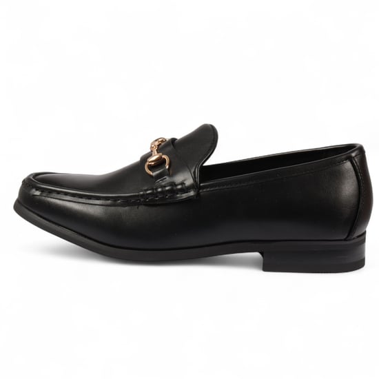 Schwarze Herren-Loafer mit goldener Schnalle, elegante Slip-On-Schuhe - Image 1