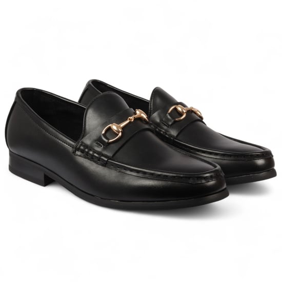 Schwarze Herren-Loafer mit goldener Schnalle, elegante Slip-On-Schuhe - Image 2