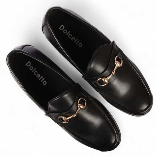 Schwarze Herren-Loafer mit goldener Schnalle, elegante Slip-On-Schuhe - Image 4