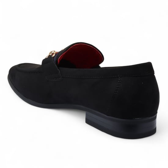 Herren-Loafer aus schwarzem Wildleder mit goldener Schnalle, Slip-On-Abendschuhe - Image 5
