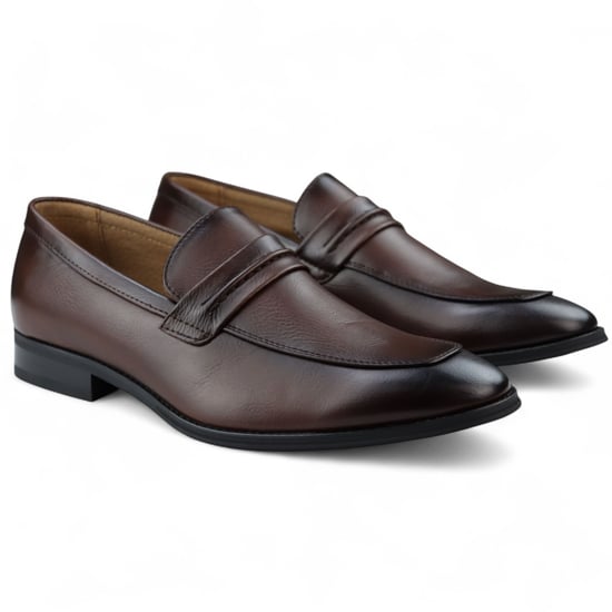 Herren Slip-On Loafers Braun Ledergefüttert Elegante Schuhe - Image 2