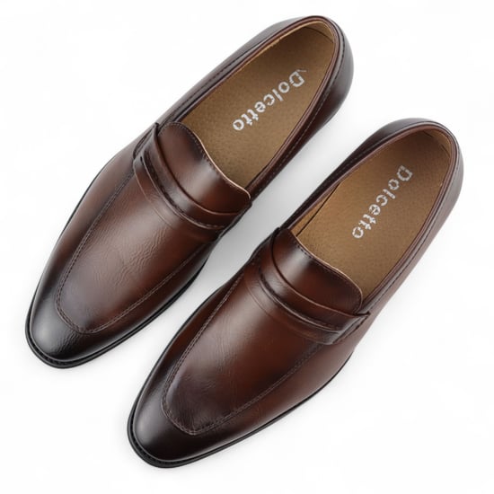 Herren Slip-On Loafers Braun Ledergefüttert Elegante Schuhe - Image 3