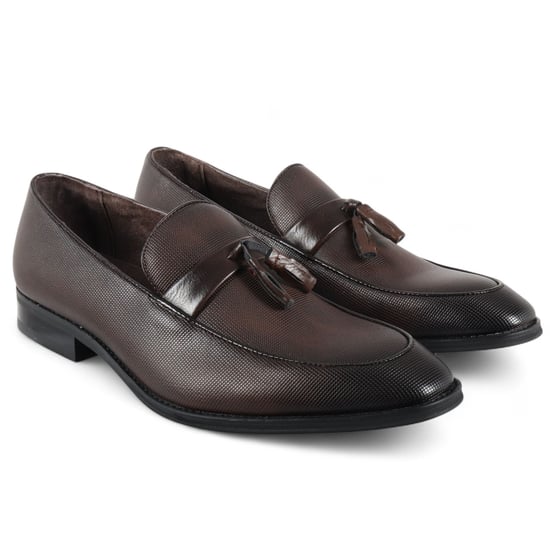 Herren Braune Klassische Loafer mit Quaste Formelle Schuhe - Image 3