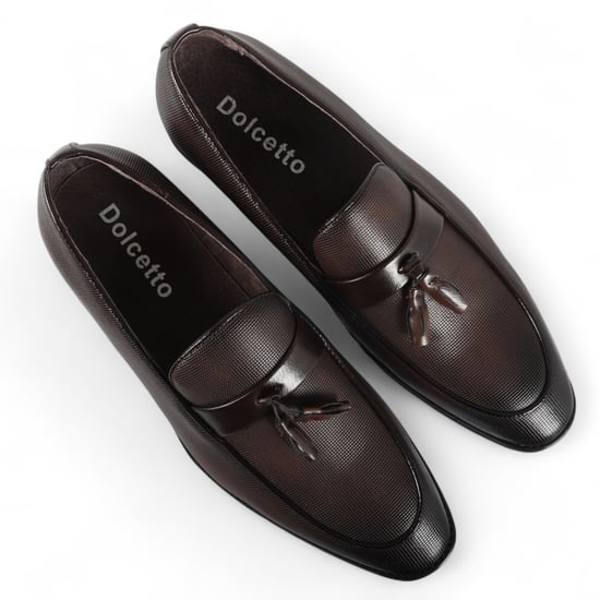 Herren Braune Klassische Loafer mit Quaste Formelle Schuhe - Image 5